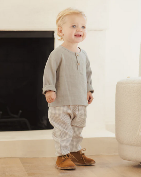 Quincy Mae Woven Pant - Blue Gingham