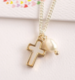 Lauren Hinkley - Cross Necklace with Freshwater Pearl