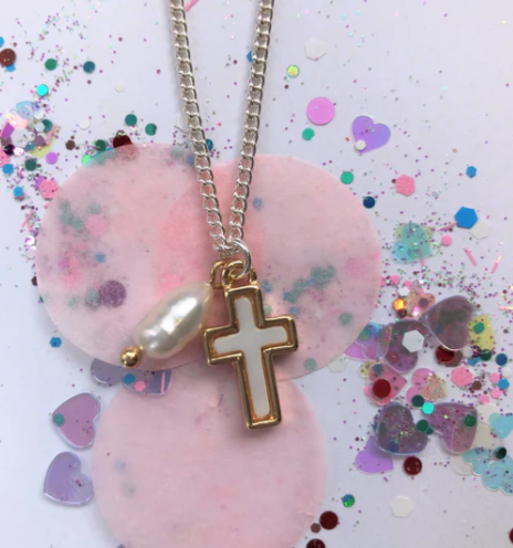 Lauren Hinkley - Cross Necklace with Freshwater Pearl