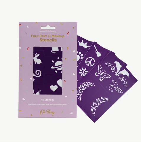 Oh Flossy Reusable Adhesive Face Paint & Makeup Stencils - Purpule