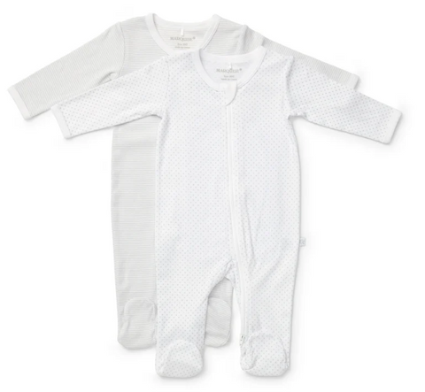 Marquise Everyday Essentials Grey Spot and Stripe Zipsuit 2 Pack