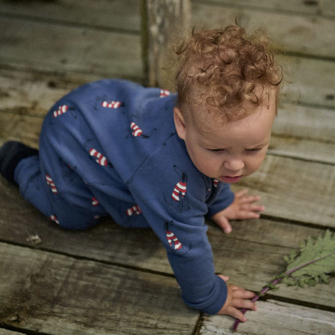 Nature Baby Long Sleeve Juno Romper Best Friend Indigo Print