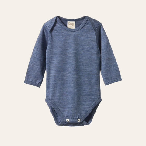 Nature Baby Mer Ess L/S Bodysuit Vintage Indigo Marl
