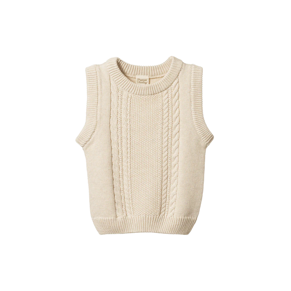 Nature Baby Walter Vest - Oatmeal Marl Cable Knit