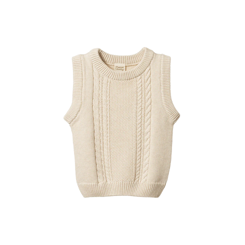 Nature Baby Walter Vest - Oatmeal Marl Cable Knit