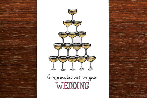 The Nonsense Maker Champagne Tower - Wedding Card