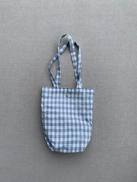 Pretty Wild Kids Tote Blue Check Linen Large