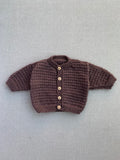 Knitted by Nana Ridge Stitch Cardigan Truffle 0-3M