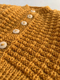 Knitted by Nana Ridge Stitch Cardigan Curry 3-6M