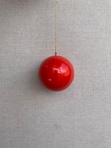 Hand Painted Paper Mache Christmas Bauble - Red