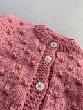 Knitted by Nana Bobble Stitch Cardigan Rose Petal 3-6M