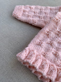 Knitted by Nana Frill Knit Cardigan Blush 6-12M