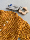 Knitted by Nana Ridge Stitch Cardigan Curry 3-6M