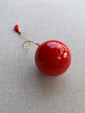 Hand Painted Paper Mache Christmas Bauble - Red