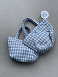 Pretty Wild Kids Tote Blue Check Linen Small