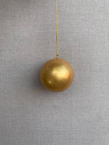 Hand Painted Paper Mache Christmas Bauble - Gold