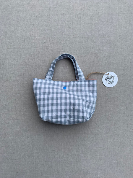 Pretty Wild Kids Tote Blue Check Linen Small