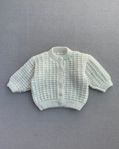 Knitted by Nana Ridge Stitch Cardigan Cream 6-12M