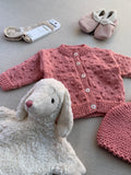 Knitted by Nana Bobble Stitch Cardigan Rose Petal 3-6M