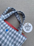 Pretty Wild Kids Tote Blue Check Linen Small