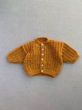 Knitted by Nana Ridge Stitch Cardigan Curry 3-6M