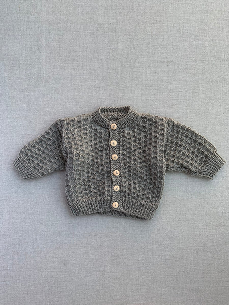 Knitted by Nana Brick Stitch Cardigan Koala 3-6M