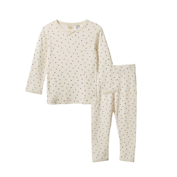 Nature Baby 2pc L/S Pointelle Pyjama Set Aster Floral Print