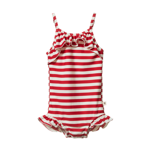 Nature Baby Frill Swimsuit Red Sea Stripe