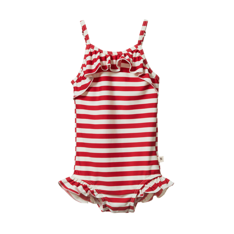 Nature Baby Frill Swimsuit Red Sea Stripe