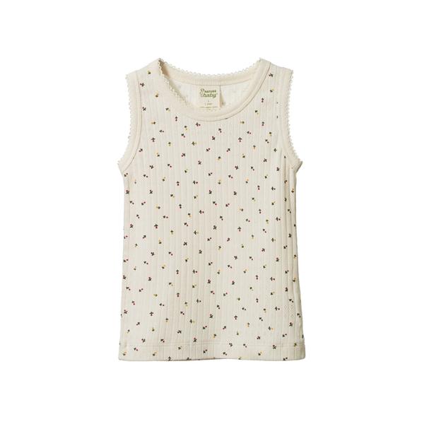 Nature Baby Pointelle Singlet Aster Flower Print