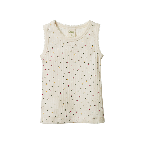 Nature Baby Pointelle Singlet Aster Flower Print