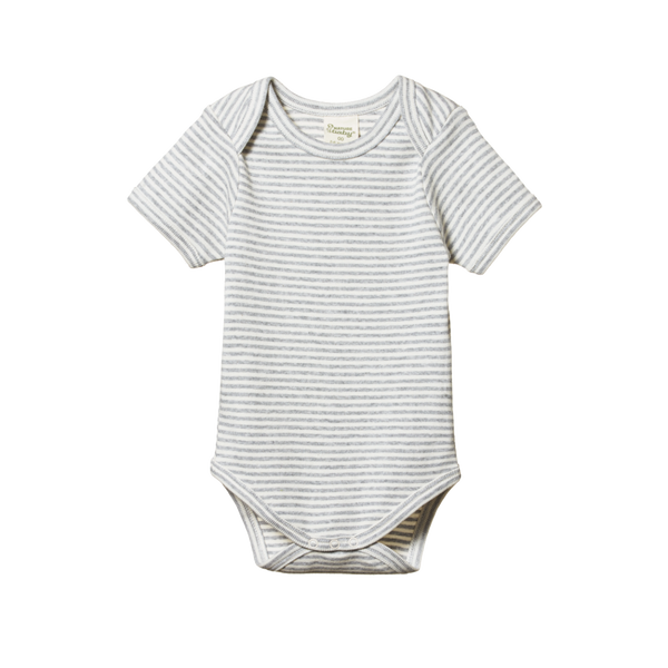 Nature Baby S/S Bodysuit Grey Marle Stripe