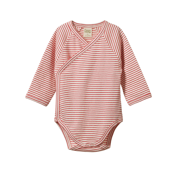 Nature Baby Kimono Bodysuit Red Stripe