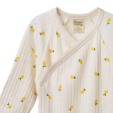 Nature Baby Pointelle Kimono Bodysuit Lemon Print