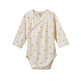 Nature Baby Pointelle Kimono Bodysuit Lemon Print