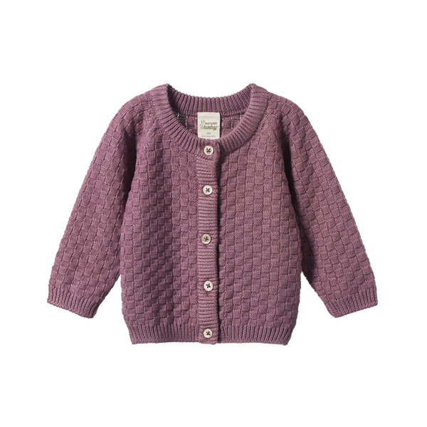 Nature Baby Piper Cardigan Twilight Basket Knit