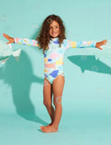 Halcyon Nights Girls Long Sleeve Zip One Piece Swim Rainbow Reef