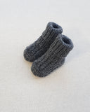 Knitted by Nana Cuffed Booties Charcoal