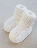 Knitted by Nana Cuffed Booties Cream