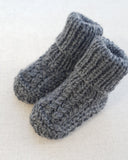 Knitted by Nana Cuffed Booties Charcoal