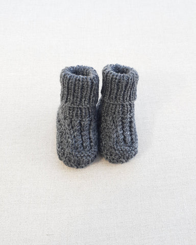 Knitted by Nana Cuffed Booties Charcoal