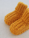 Knitted by Nana Cuffed Booties Curry