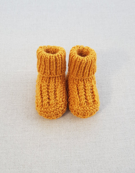 Knitted by Nana Cuffed Booties Curry