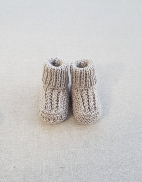 Knitted by Nana Cuffed Booties Stone