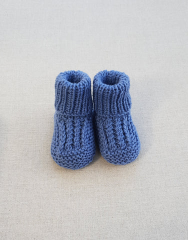 Knitted by Nana Cuffed Booties Perriwinkle