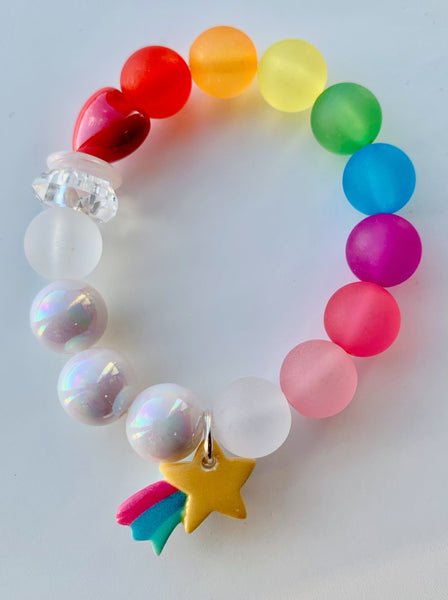 Red Bobble Shooting Star Rainbow Bracelet