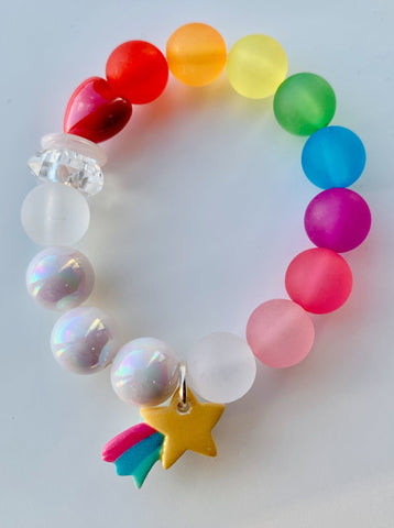 Red Bobble Shooting Star Rainbow Bracelet
