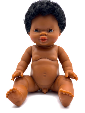 Paola Reina Gordis African Baby Boy Doll with Hair: Aren