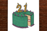 The Nonsense Maker 21st Number Birthday Cake Card