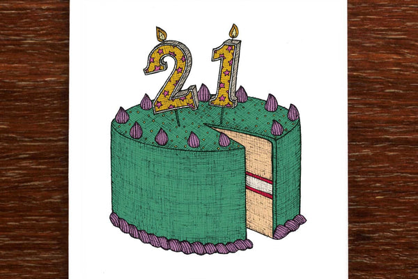 The Nonsense Maker 21st Number Birthday Cake Card